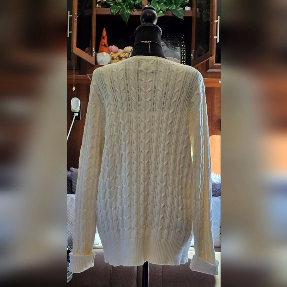 St Johns Bay Cream Cable Knit Sweater Women - Picture 2 of 4